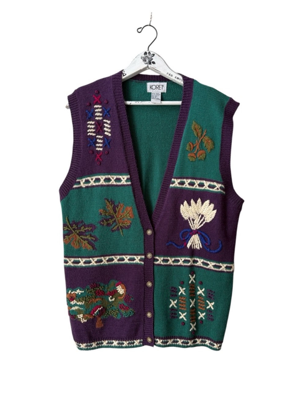 Koret Wool Blend Embroidered Sweater Vest Size M